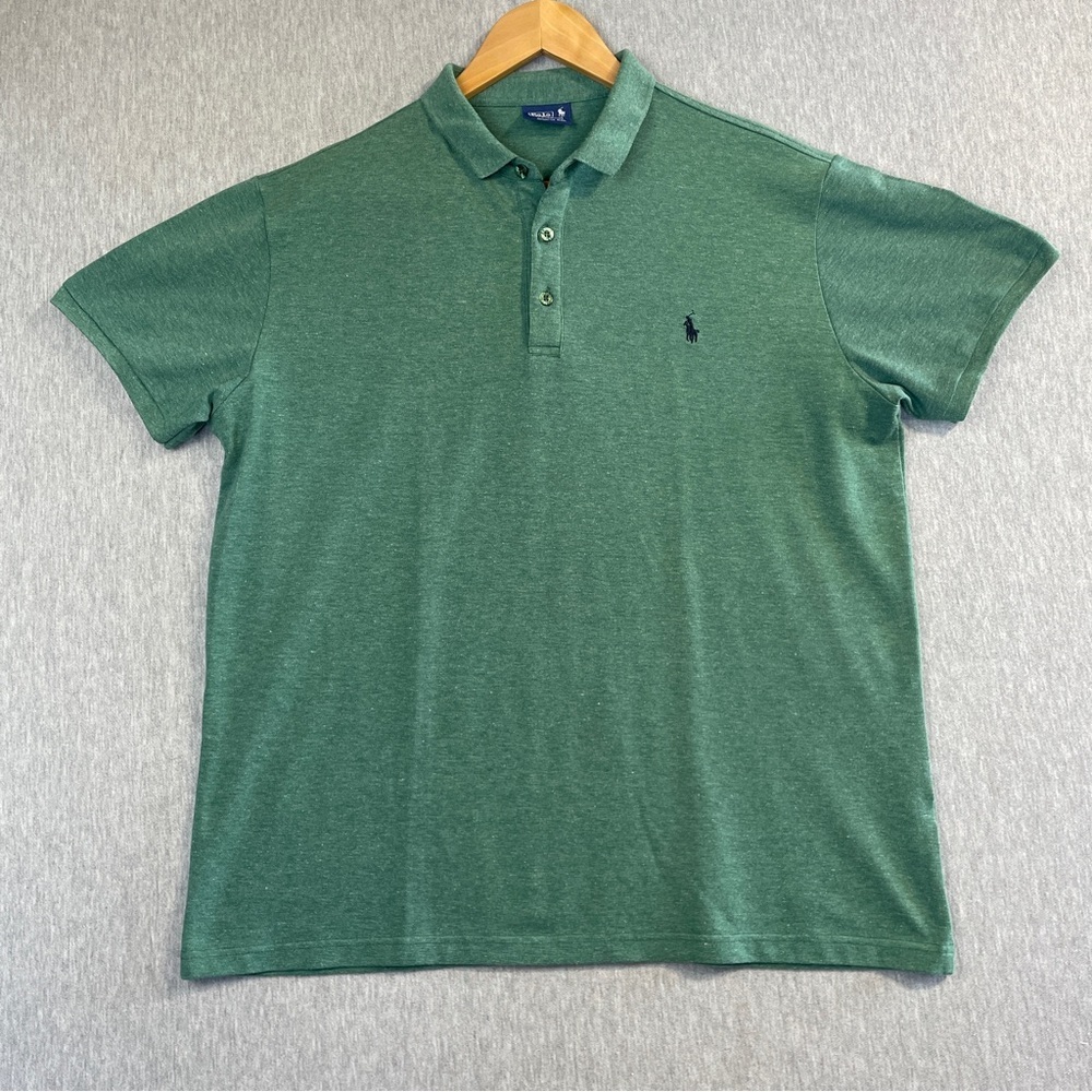 Polo Ralph Lauren Golf Shirt Men’s XXL Green Blue Embroidered Pony 100% Cotton